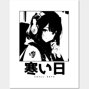 "Chill Days" Aesthetic Manga Girl Lofi Posters and Art